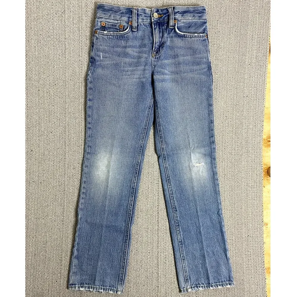 Vtg Polo Ralph Lauren Jeans Youth‎ 10 26X26 Blue Distressed Slim Straight 381